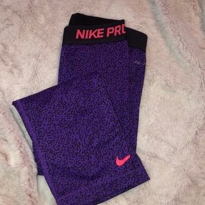 Purple/hot pink Nike pro leggings